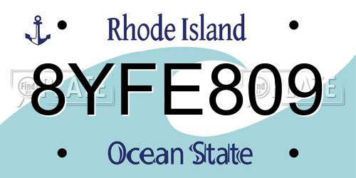 8YFE809 Rhode Island License Plate