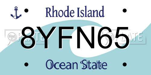 8YFN65 Rhode Island License Plate