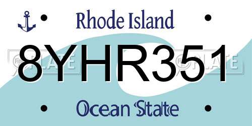 8YHR351 Rhode Island License Plate