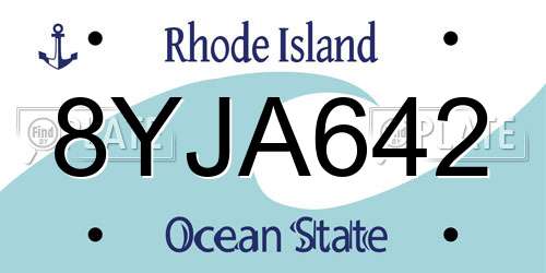8YJA642 Rhode Island License Plate