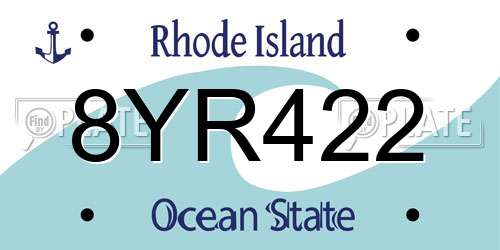 8YR422 Rhode Island License Plate