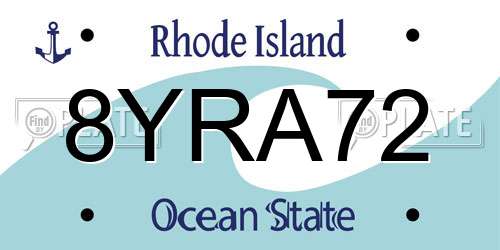 8YRA72 Rhode Island License Plate