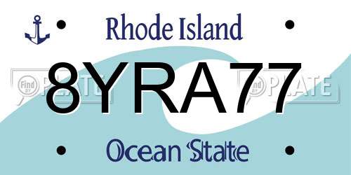8YRA77 Rhode Island License Plate