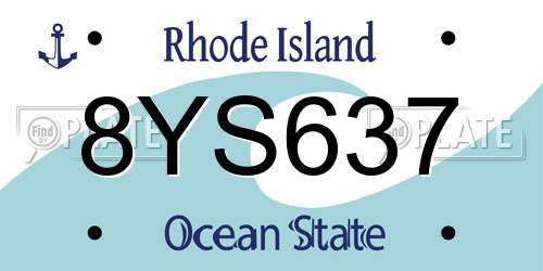 8YS637 Rhode Island License Plate