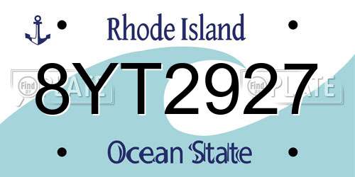 8YT2927 Rhode Island License Plate