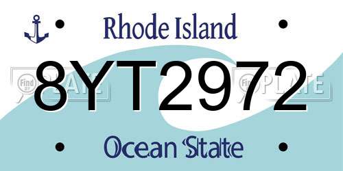 8YT2972 Rhode Island License Plate