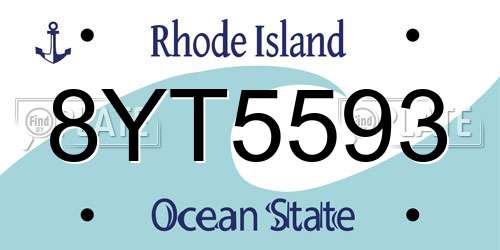 8YT5593 Rhode Island License Plate