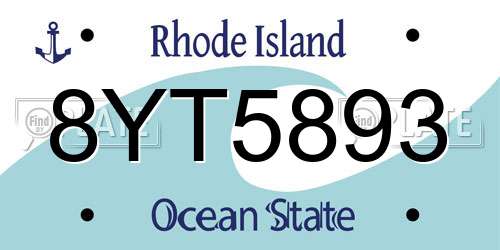 8YT5893 Rhode Island License Plate