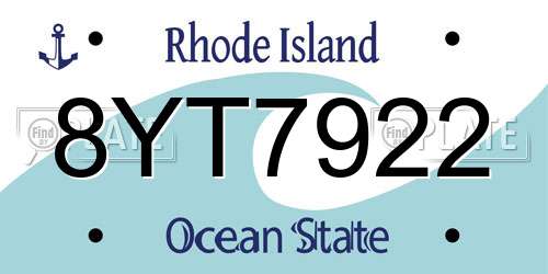 8YT7922 Rhode Island License Plate