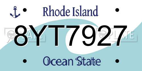 8YT7927 Rhode Island License Plate