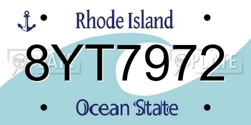 8YT7972 Rhode Island License Plate