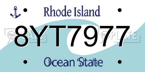 8YT7977 Rhode Island License Plate
