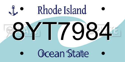 8YT7984 Rhode Island License Plate