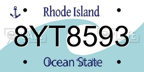 8YT8593 Rhode Island License Plate