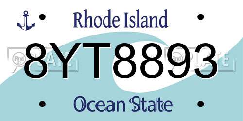 8YT8893 Rhode Island License Plate
