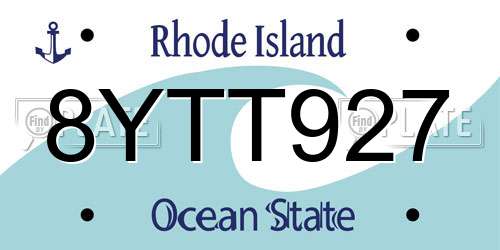 8YTT927 Rhode Island License Plate