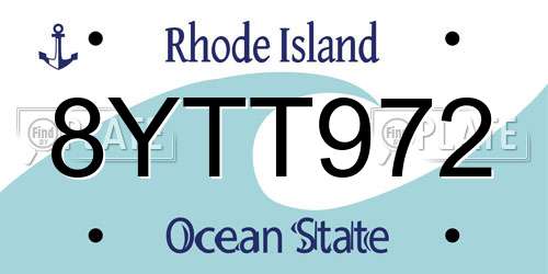 8YTT972 Rhode Island License Plate