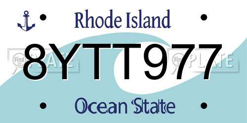 8YTT977 Rhode Island License Plate
