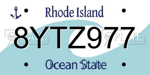 8YTZ977 Rhode Island License Plate