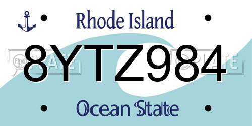 8YTZ984 Rhode Island License Plate