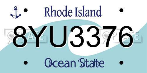 8YU3376 Rhode Island License Plate