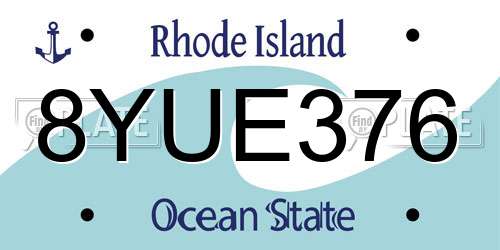 8YUE376 Rhode Island License Plate