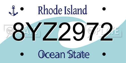 8YZ2972 Rhode Island License Plate