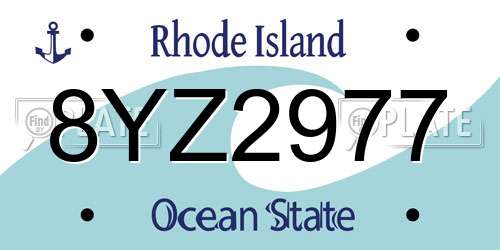 8YZ2977 Rhode Island License Plate