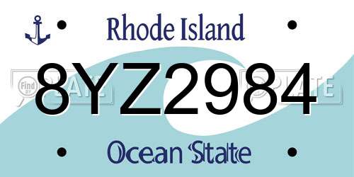 8YZ2984 Rhode Island License Plate