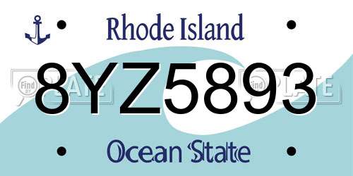 8YZ5893 Rhode Island License Plate