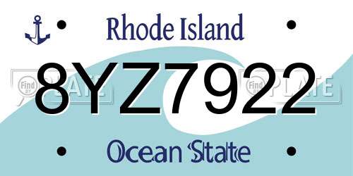 8YZ7922 Rhode Island License Plate