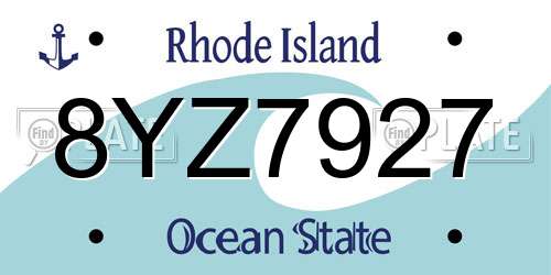 8YZ7927 Rhode Island License Plate