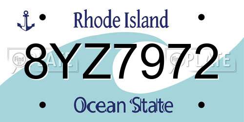 8YZ7972 Rhode Island License Plate