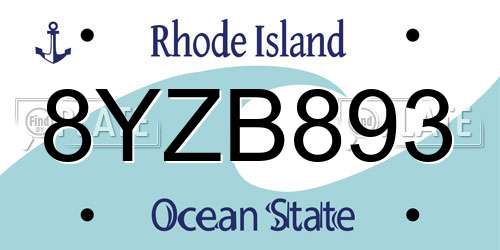 8YZB893 Rhode Island License Plate