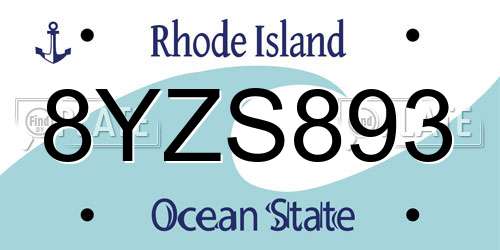 8YZS893 Rhode Island License Plate