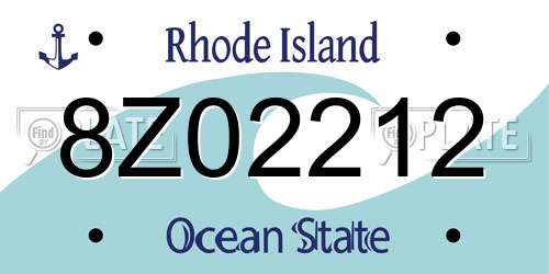 8Z02212 Rhode Island License Plate
