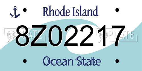 8Z02217 Rhode Island License Plate
