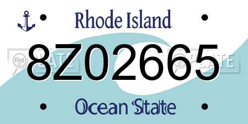 8Z02665 Rhode Island License Plate