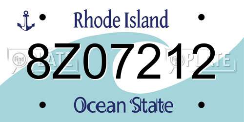 8Z07212 Rhode Island License Plate