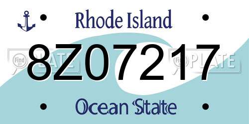 8Z07217 Rhode Island License Plate