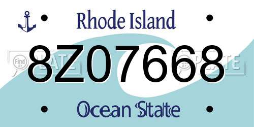 8Z07668 Rhode Island License Plate