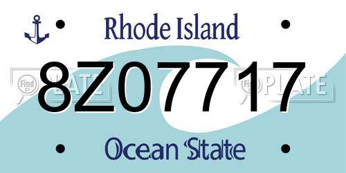 8Z07717 Rhode Island License Plate