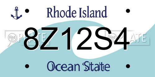 8Z12S4 Rhode Island License Plate