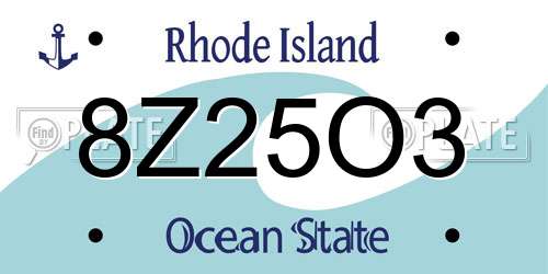 8Z25O3 Rhode Island License Plate