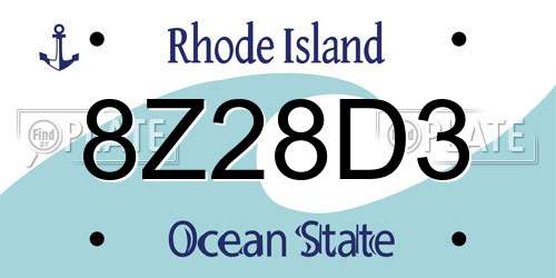 8Z28D3 Rhode Island License Plate