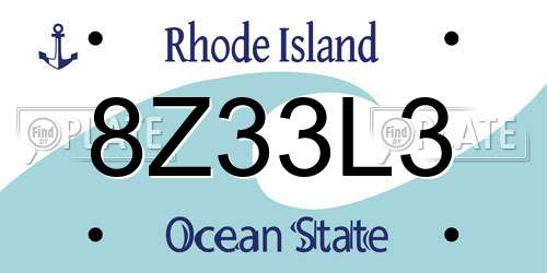 8Z33L3 Rhode Island License Plate