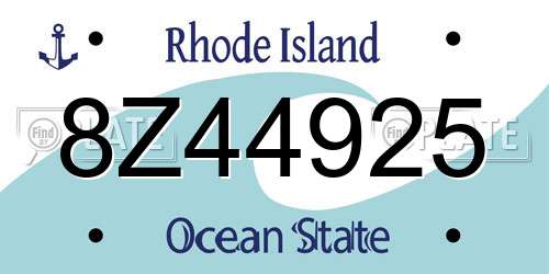 8Z44925 Rhode Island License Plate