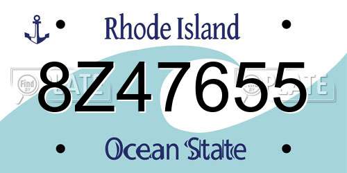 8Z47655 Rhode Island License Plate