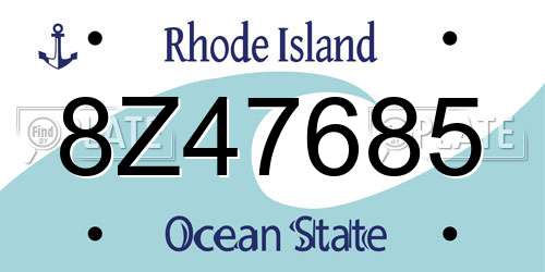 8Z47685 Rhode Island License Plate