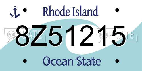 8Z51215 Rhode Island License Plate